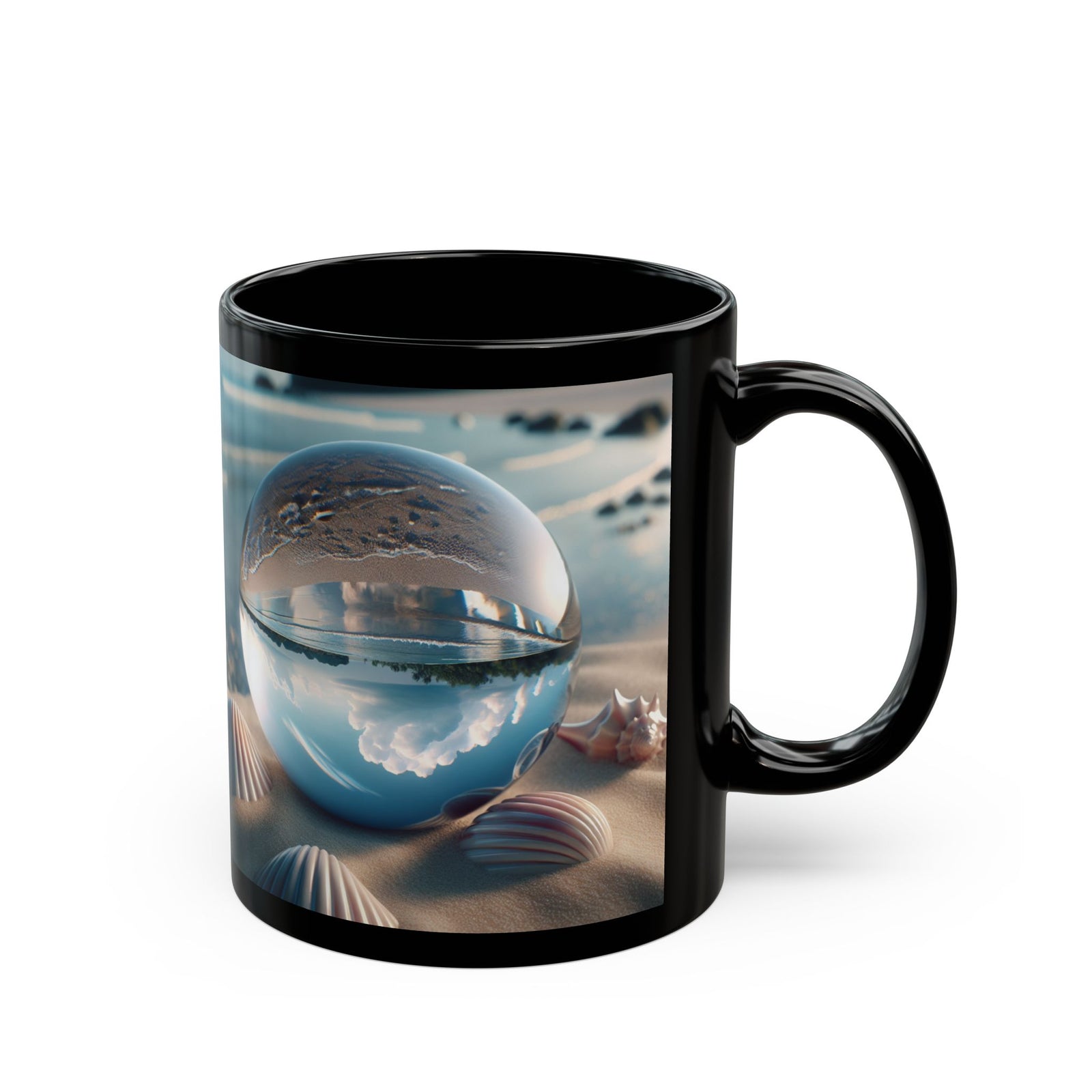 Black Coffee Mug - Beach Illusion Ball