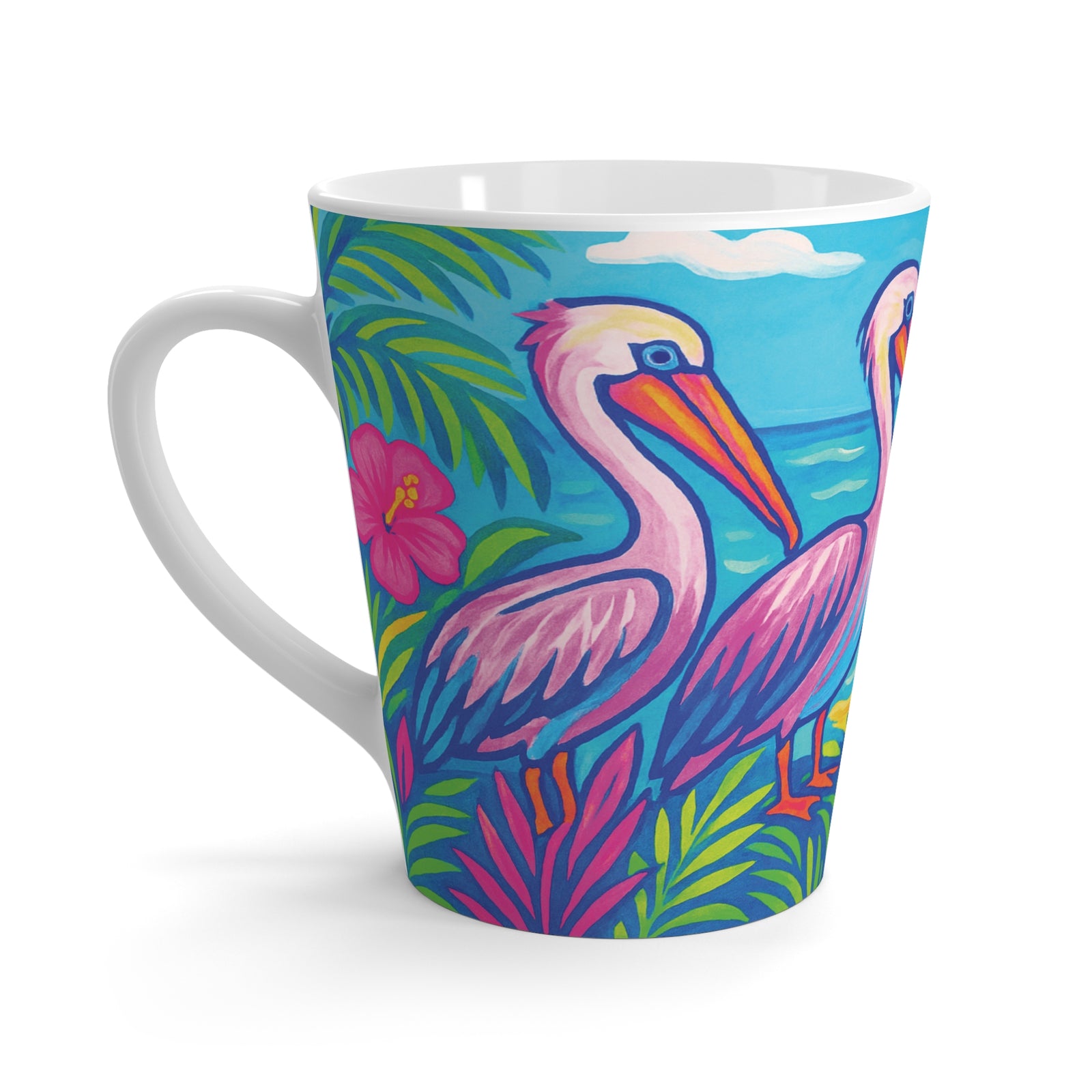 Latte White Mug - Beach Pelican Party