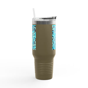 Insulated Travel Mug, 40oz / Coral Reef Threads, Turquoise - Perfect for Outdoor Adventures
