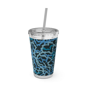Tropical Tumbler with Straw | 16 oz: Coral Threads, Blue