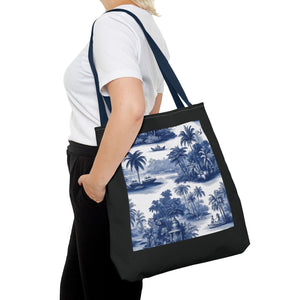 Coastal Toile Tote Bag, Blue — 3 Sizes