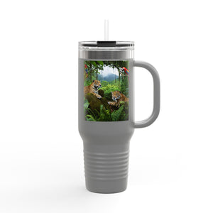 Jaguars and Parrots Insulated Travel Mug - 40oz - Perfect for Outdoor Adventures