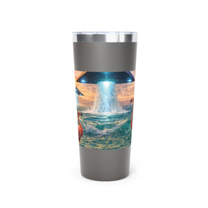 22oz Insulated Tumbler/Vacuum Copper Travel Cup — Flamingos & UFOs