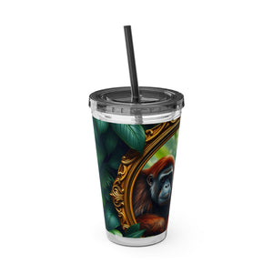 Tropical Tumbler with Straw | 16 oz: Framed Orangutan Apes