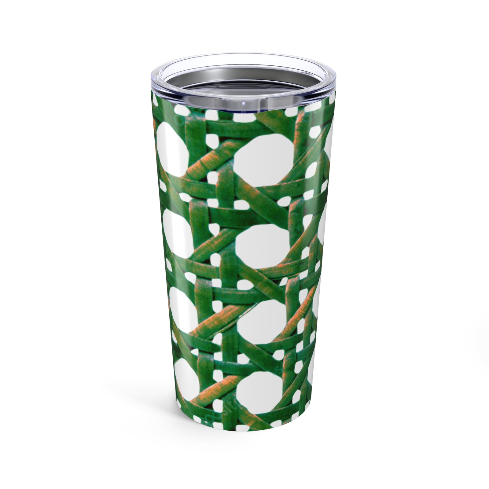 20oz Tropical Glossy Tumbler, Stainless Steel / Wicker Green