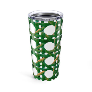 20oz Tropical Glossy Tumbler, Stainless Steel / Wicker Green