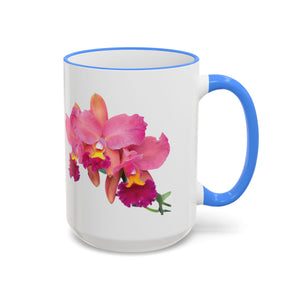 Accent Rim & Handle Mug – Pink Orchids