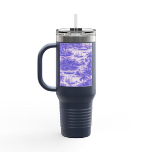 Insulated Travel Mug, 40oz / Tropical Toile, Amethyst - Perfect for Outdoor Adventures