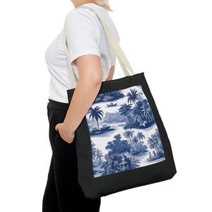 Coastal Toile Tote Bag, Blue — 3 Sizes
