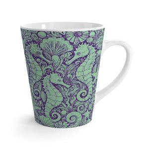 Latte White Mug - Seahorses, Minty