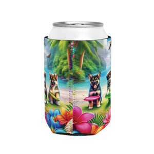 Three Puppy Dogs Playing Frisbee Can Cooler Sleeve - Perfect for Outdoor Picnics