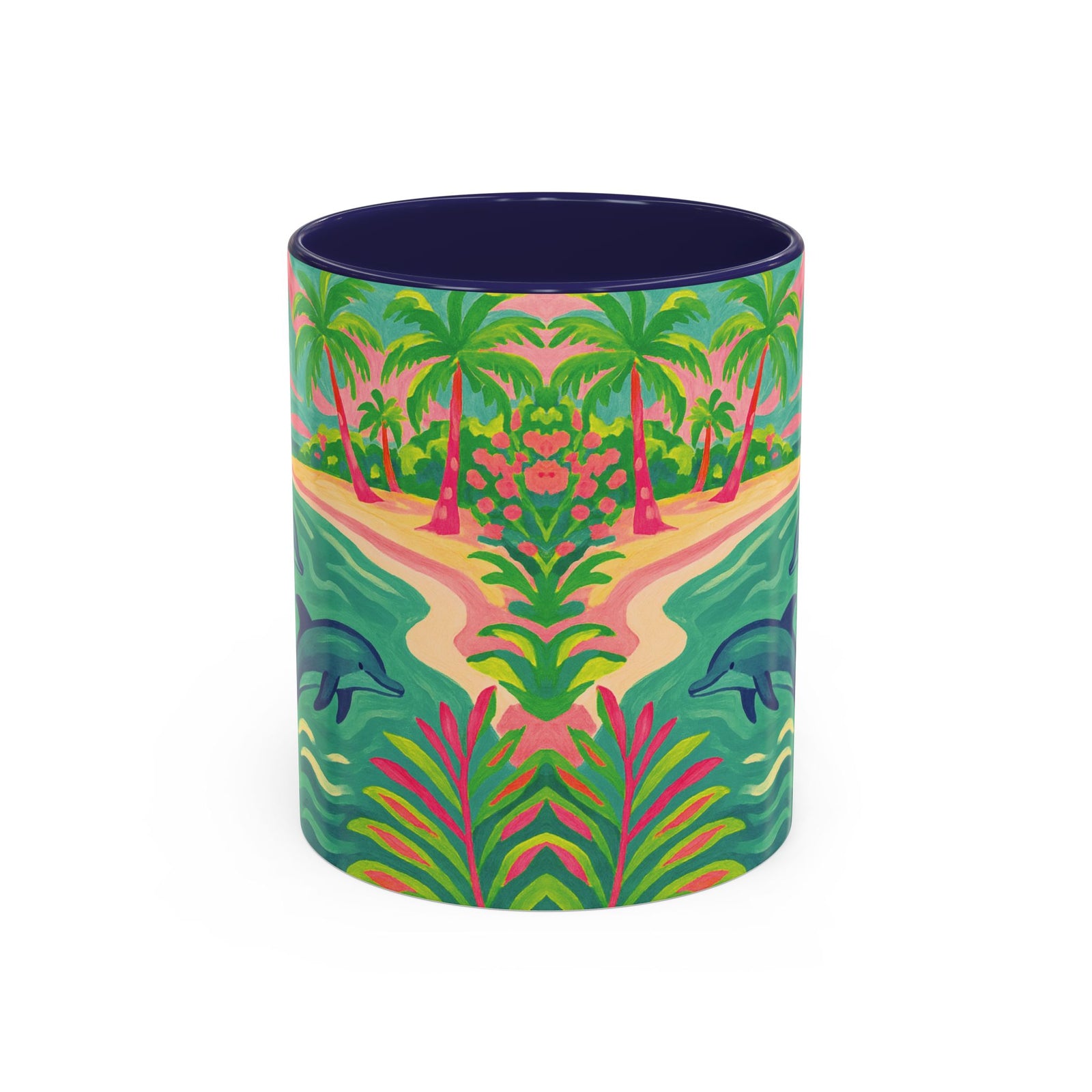 Accent Coffee Mug (11, 15oz), 8 Colors - Jum[mg Dolphins