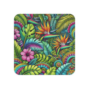 Bulk Hardboard Coffee Coasters — Rainforest Pop (Set of 50/100)