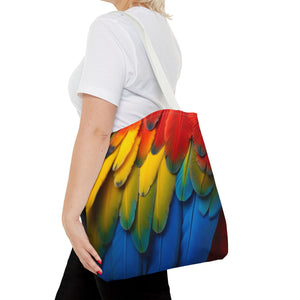 Tropical Macaw Parrot Feathers Tote Bag - Colorful Design, 3 Sizes