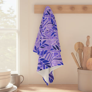 Tropical Microfiber Coffee/Tea Towel ~ Botanical Amazon Whimsy, Lavender