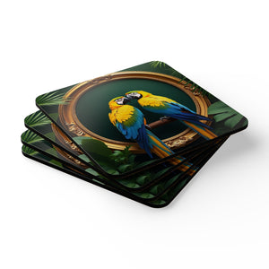 Coaster Set/4 - Framed Parrot Pair