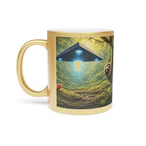 Tropical Metallic Mug, Gold or Silver - UFO & Sloth