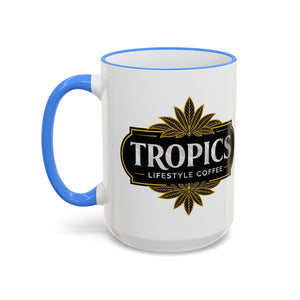 Accent Rim & Handle Mug – Tropics Lifestyle Coffee, Deco Long Logo