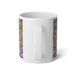 Jumbo Mug, 20oz, Seahorses Purple and Yellow | Tropical Coffee Cup