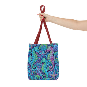 Seahorse Trio Tote Bag, Turquoise Pop - 3 Sizes