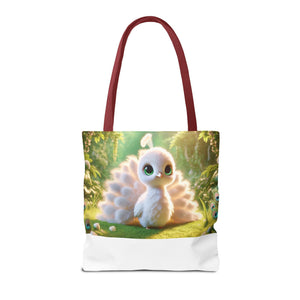 Baby White Peacock/White Trio Tote Bag - 3 Sizes