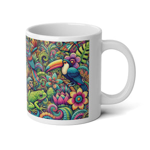 Jumbo Mug, 20oz, Rainforest Parrots | Tropical Coffee Cup