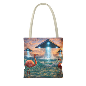 UFO and Flamingos Tote Bag - 3 Sizes