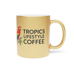 Tropical Metallic Mug, Silver - Tropics Lifestyle Coffee Parrot Logo