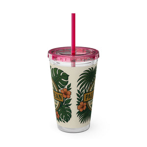 Tropical Tumbler with Straw | 16oz: Palm & Bean Coffee Club