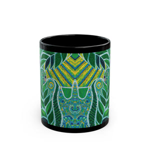 Black Coffee Mug - Amazon Whimsy, Green