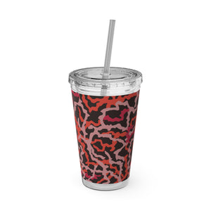 Tropical Tumbler with Straw | 16 oz: Coral Threads, Red
