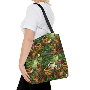 Tropical Rabbits & UFOs Tote Bag, Black - 3 Sizes