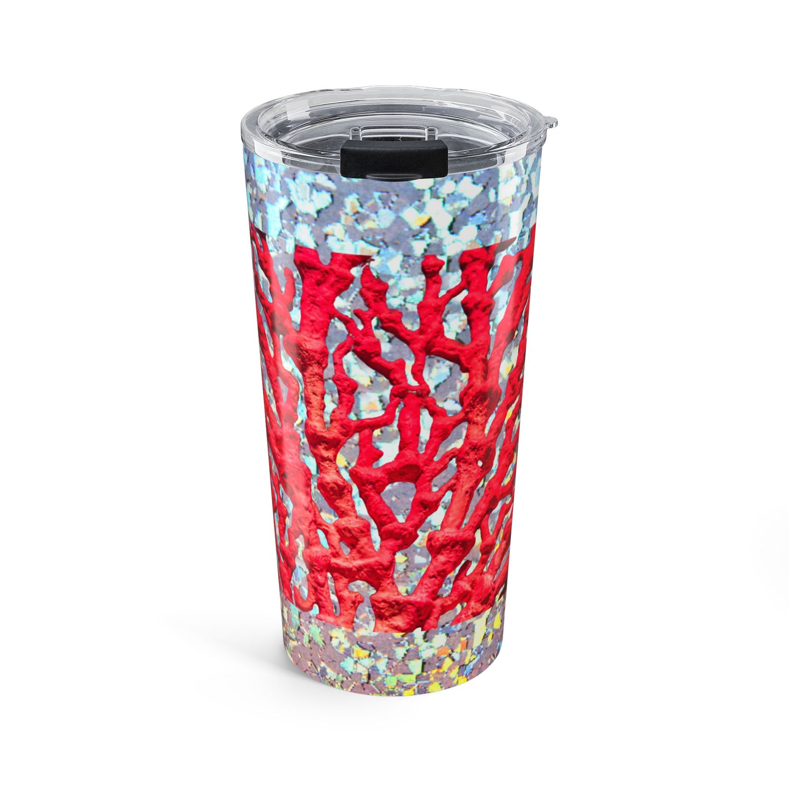 20oz Tumbler – Disco Red Coral Glitter Travel Cup