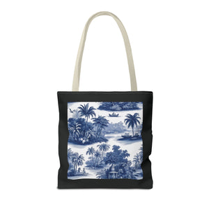 Coastal Toile Tote Bag, Blue — 3 Sizes