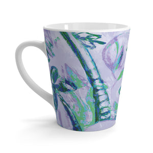 Latte White Mug - Tropical Doodles, Lilac