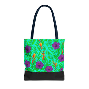 Midnight Flower GreenTote Bag - 3 Sizes