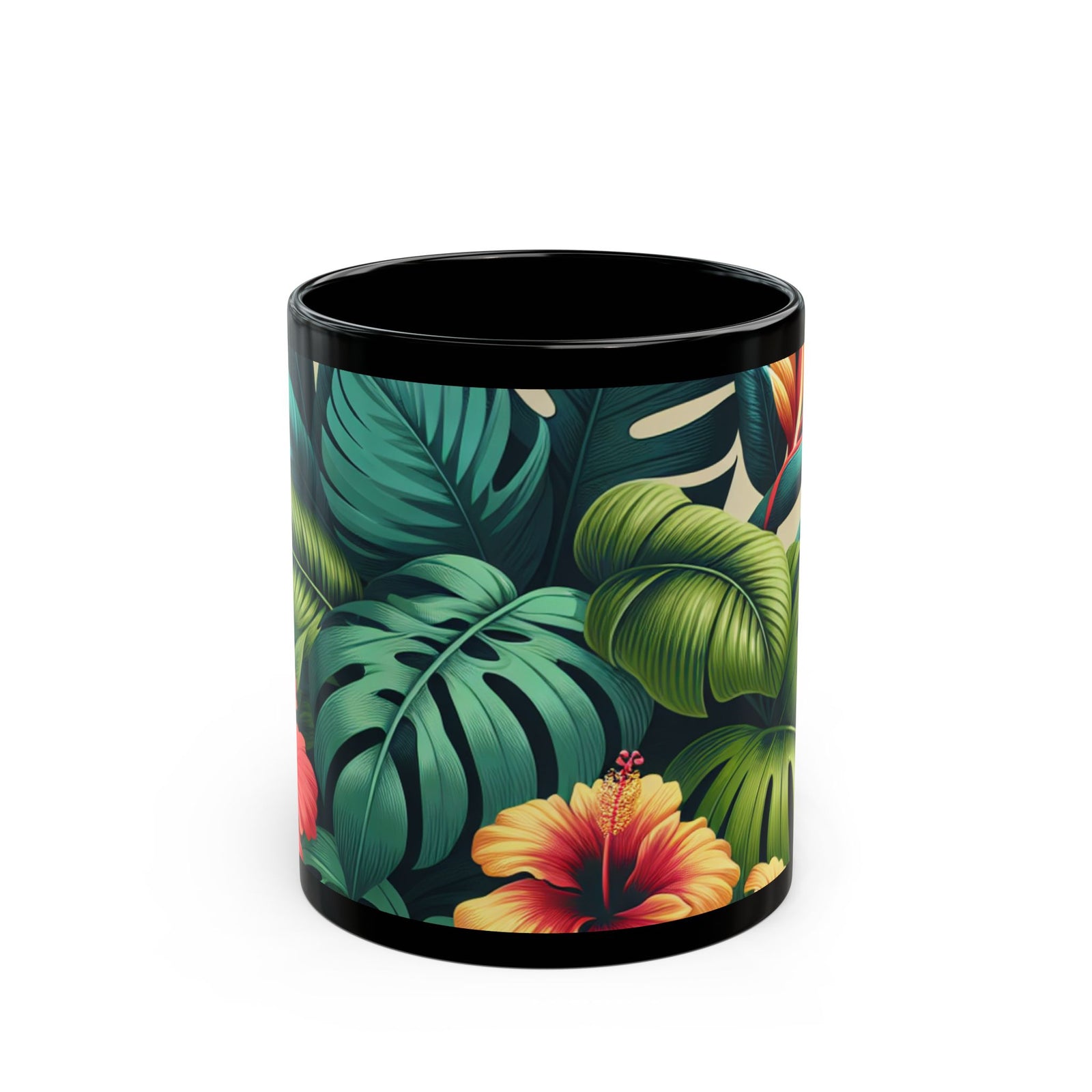 Black Coffee Mug - Exotic Flora