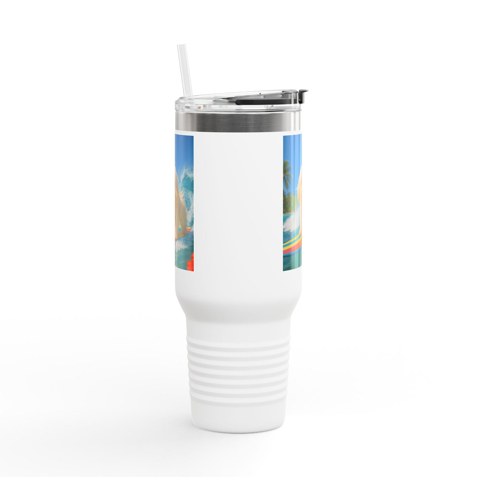 Insulated Travel Mug, 40oz / Puppy Ariel the Dog Surfer - Perfect for Outdoor Adventures