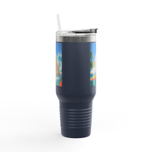 Insulated Travel Mug, 40oz / Puppy Ariel the Dog Surfer - Perfect for Outdoor Adventures