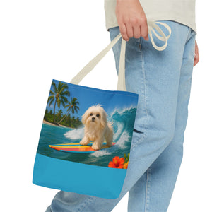 Puppy Ariel the Dog Surfer Tote Bag - 3 Sizes