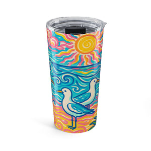 20oz Tumbler — Coastal Beach Seagulls Stainless Travel Cup