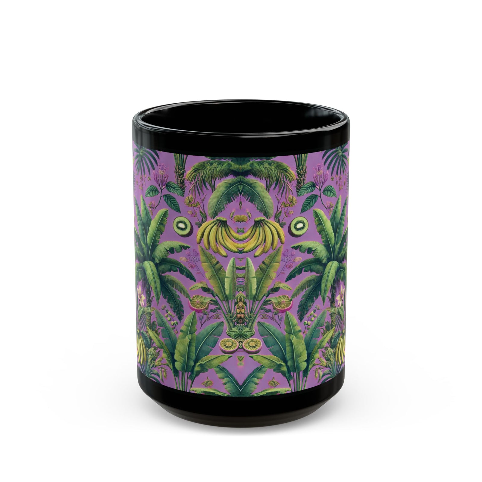 Black Coffee Mug - Tropical Fruit, Purple