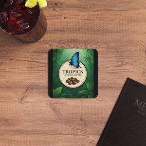 Cardboard Coffee Coasters – Tropical Butterfly Coffee Logo (Pack of 50/100)