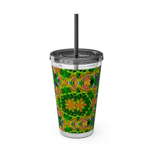 Tropical Tumbler with Straw | 16oz Colorful Travel Cup / Kaleido Orchid