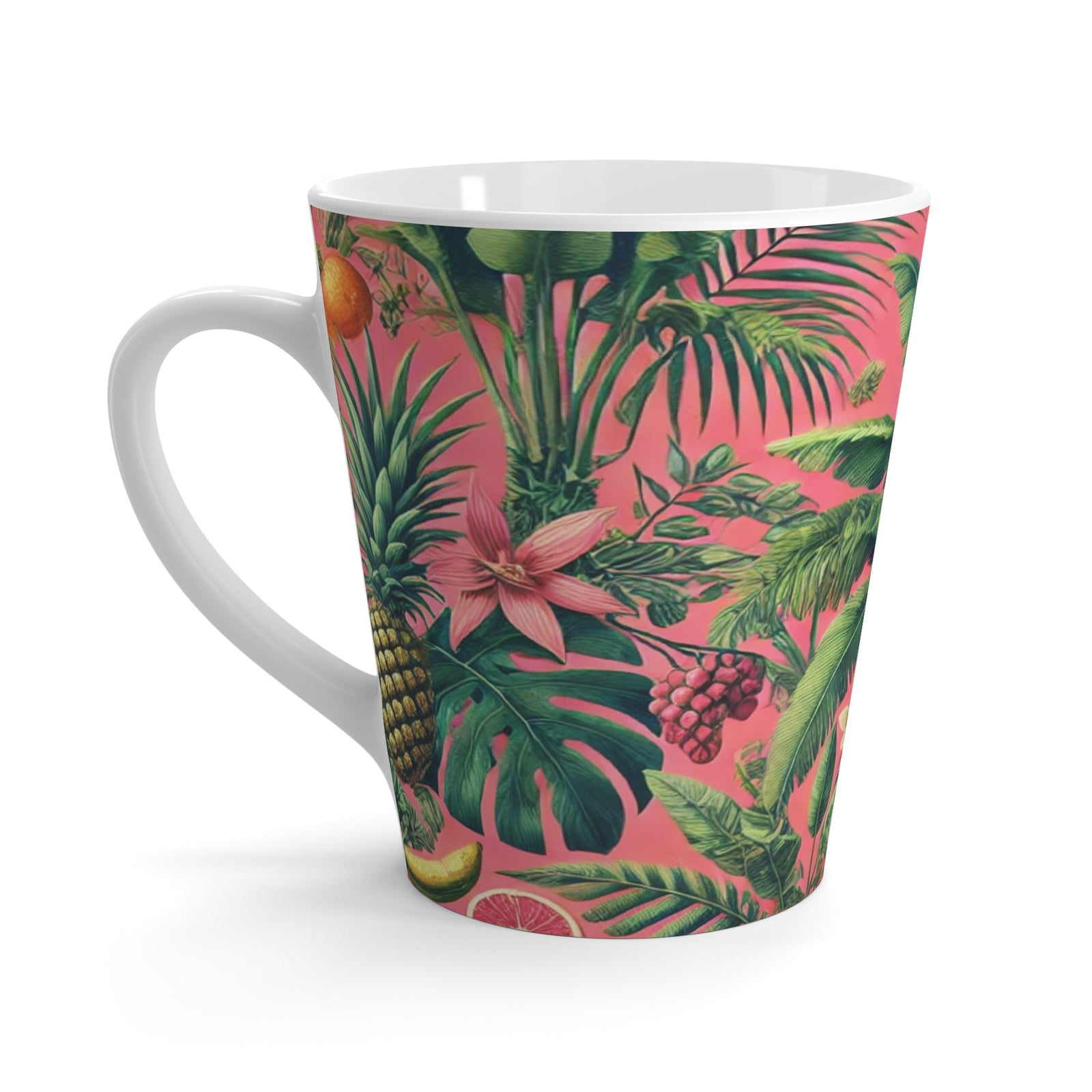 Latte White Mug - More Tropical Fruit, Coral