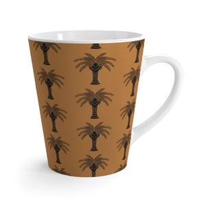 Latte White Mug - Perfect for Coffee Enthusiasts / Art Deco Stylish Palm, light brown
