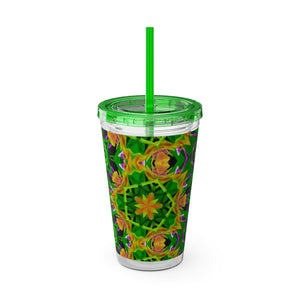 Tropical Tumbler with Straw | 16oz Colorful Travel Cup / Kaleido Orchid
