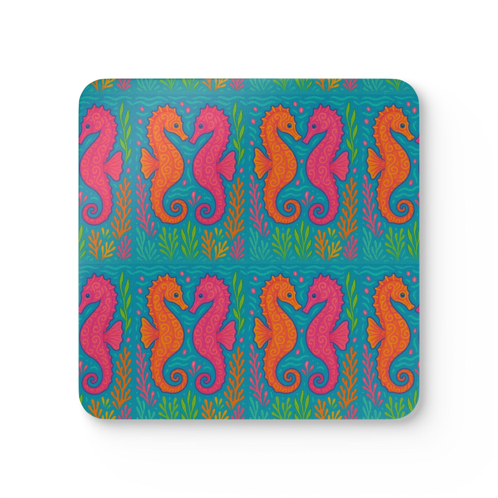 Coaster Set/4 - Sunset Seahorses