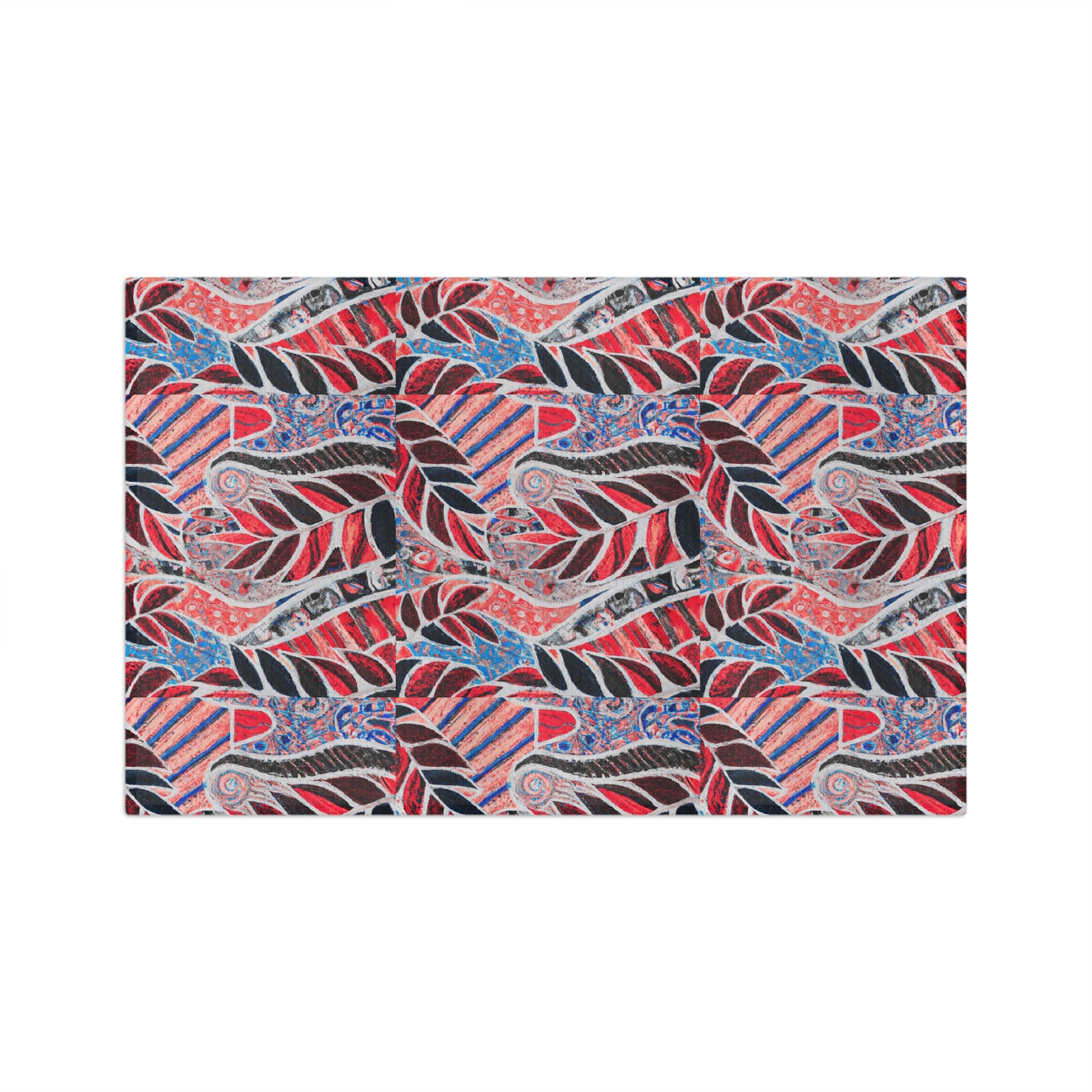 Tropical Microfiber Coffee/Tea Towel ~ Botanical Amazon Whimsy, Red