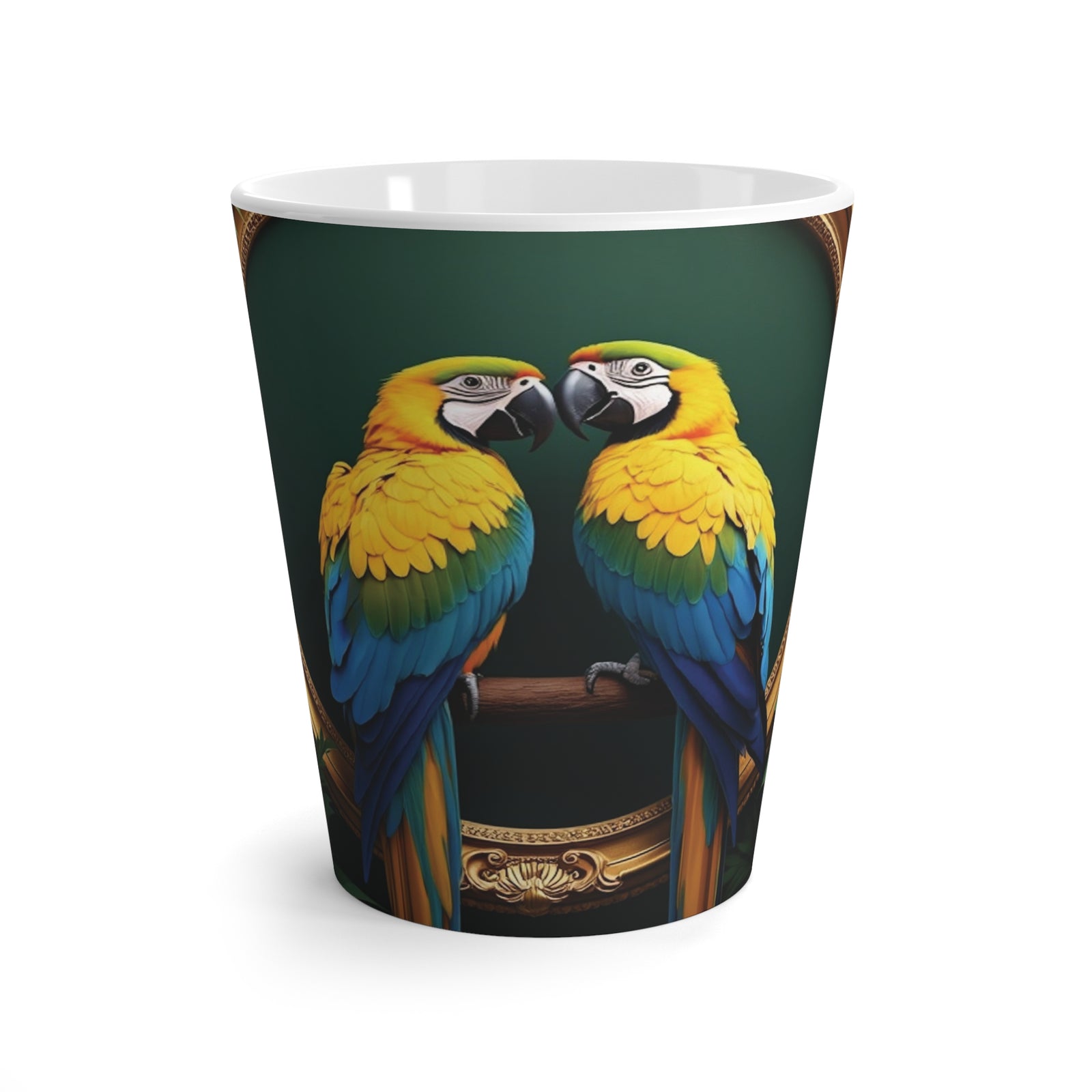 Latte White Mug - Framed Parrot Pair